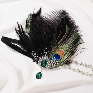 Peacock feather 1920s headband